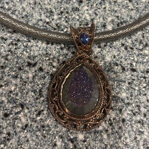 Sajen Elegant Lavender and Gold Pendant NecklaceStamped 925